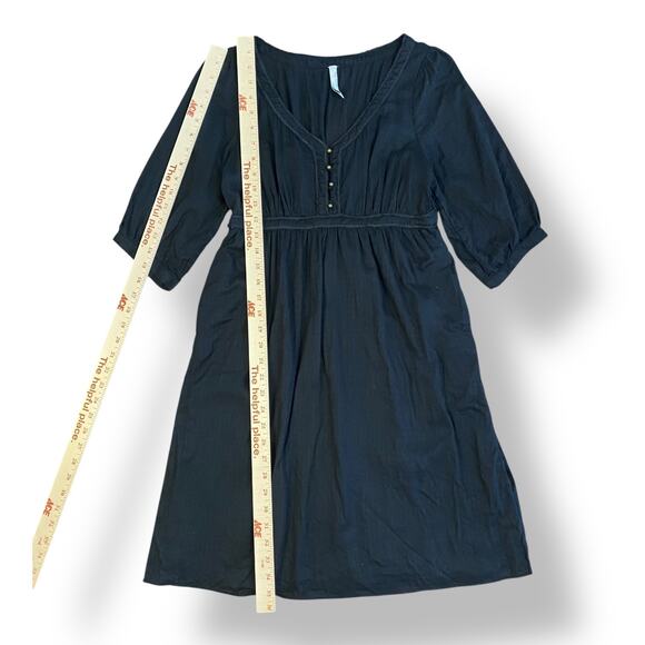 Old Navy Black Cotton Dress Women’s Small Empire Waist Knee Length Pockets - Picture 4 of 11